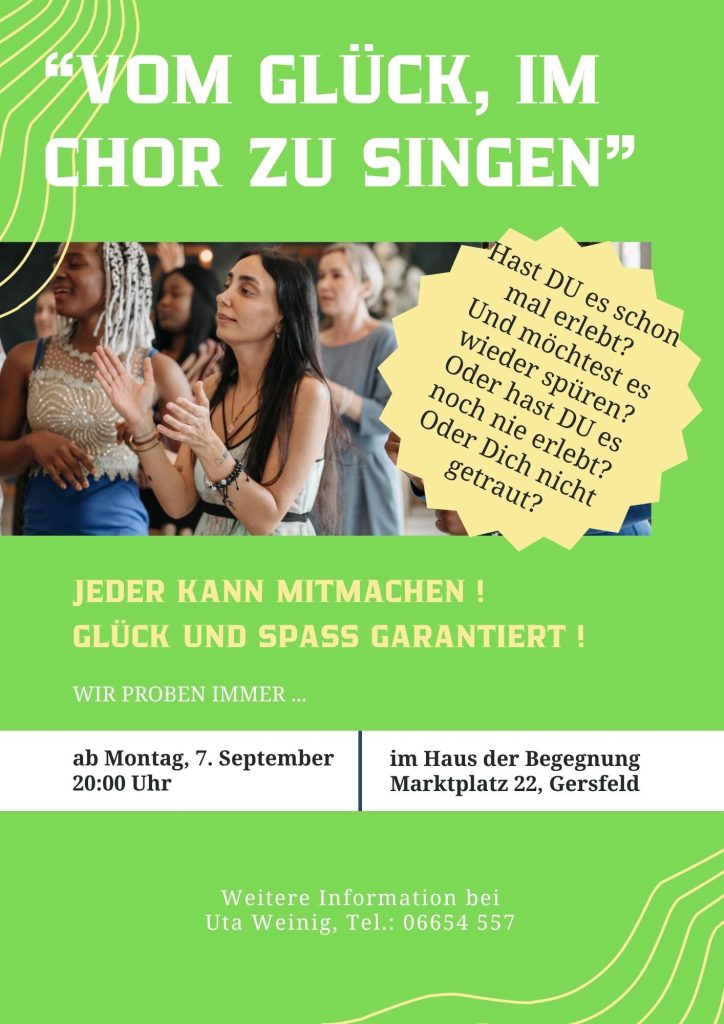 Grünes Plakat mit Chorsängerinnen drauf